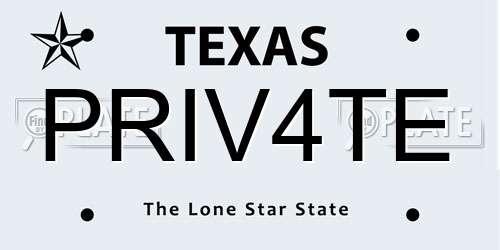 PRIV4TE Texas License Plate