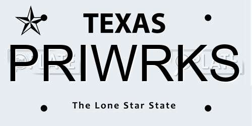 PRIWRKS Texas License Plate