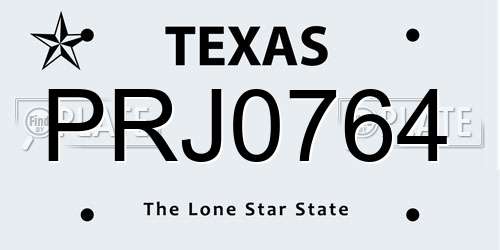 PRJ0764 Texas License Plate