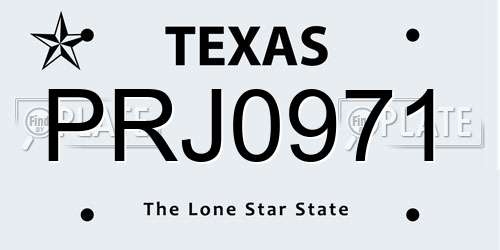 PRJ0971 Texas License Plate