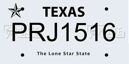 PRJ1516 Texas License Plate