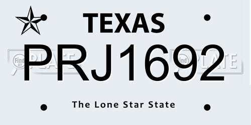 PRJ1692 Texas License Plate