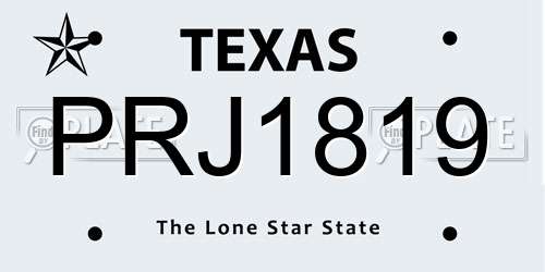 PRJ1819 Texas License Plate