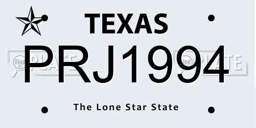 PRJ1994 Texas License Plate