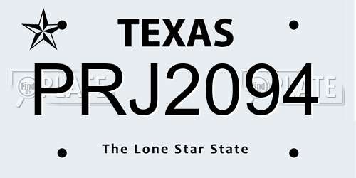 PRJ2094 Texas License Plate