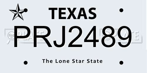 PRJ2489 Texas License Plate