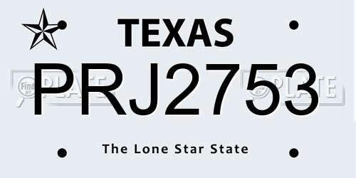 PRJ2753 Texas License Plate