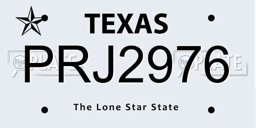 PRJ2976 Texas License Plate