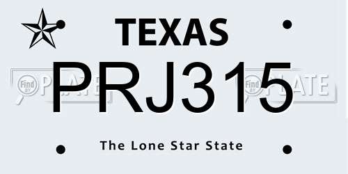 PRJ315 Texas License Plate