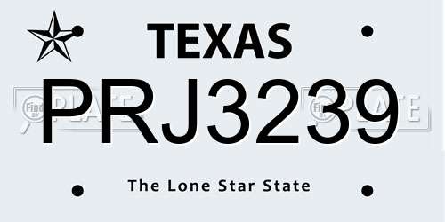 PRJ3239 Texas License Plate