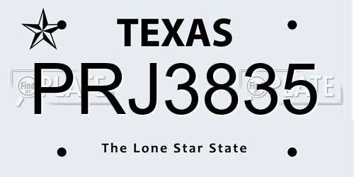 PRJ3835 Texas License Plate