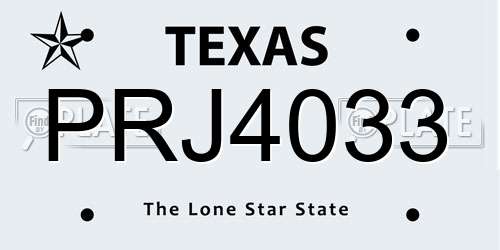 PRJ4033 Texas License Plate