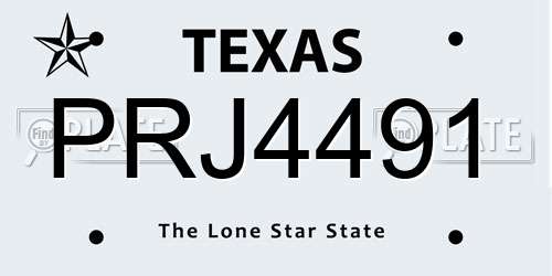 PRJ4491 Texas License Plate