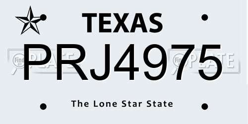 PRJ4975 Texas License Plate