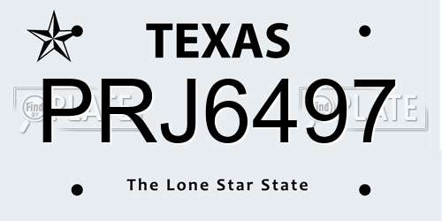 PRJ6497 Texas License Plate