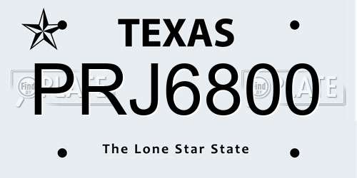 PRJ6800 Texas License Plate