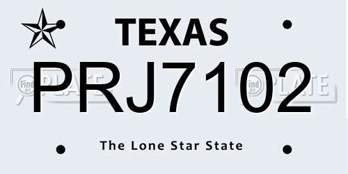 PRJ7102 Texas License Plate