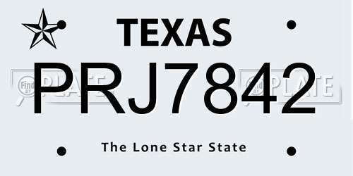 PRJ7842 Texas License Plate