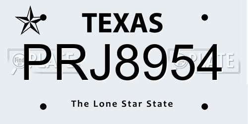 PRJ8954 Texas License Plate