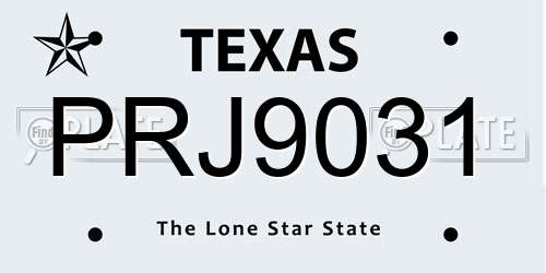 PRJ9031 Texas License Plate