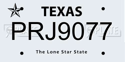PRJ9077 Texas License Plate