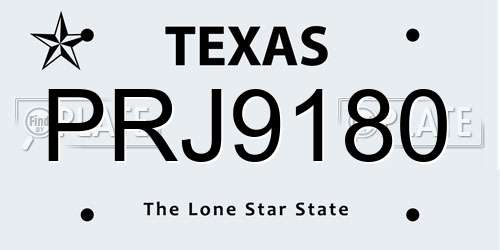 PRJ9180 Texas License Plate
