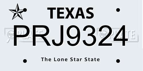 PRJ9324 Texas License Plate
