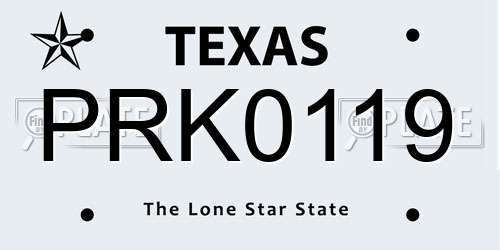PRK0119 Texas License Plate