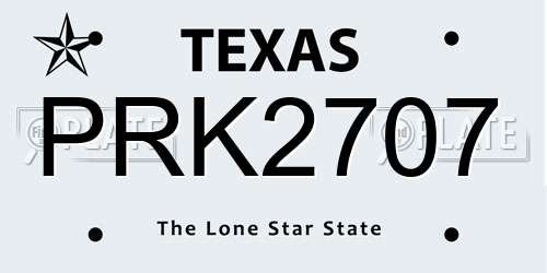 PRK2707 Texas License Plate