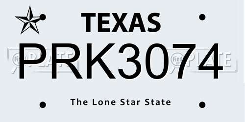 PRK3074 Texas License Plate