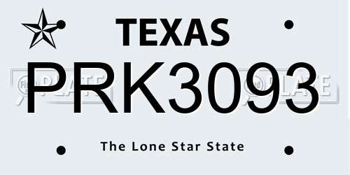 PRK3093 Texas License Plate