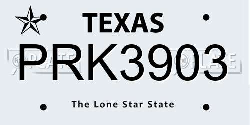 PRK3903 Texas License Plate