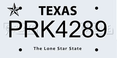PRK4289 Texas License Plate