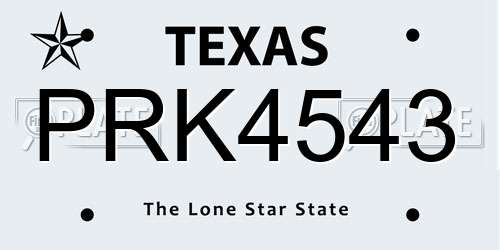 PRK4543 Texas License Plate