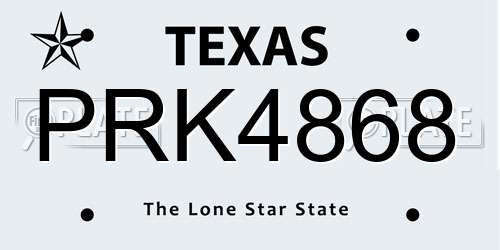 PRK4868 Texas License Plate