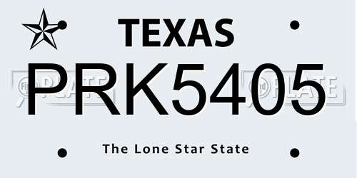PRK5405 Texas License Plate
