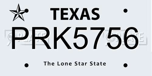 PRK5756 Texas License Plate
