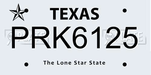 PRK6125 Texas License Plate