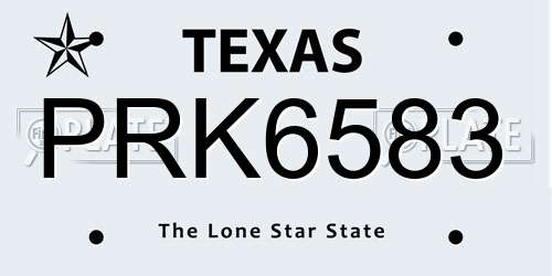 PRK6583 Texas License Plate