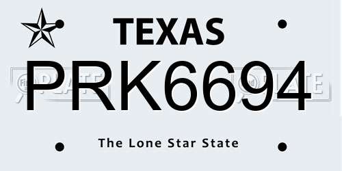 PRK6694 Texas License Plate