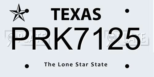 PRK7125 Texas License Plate