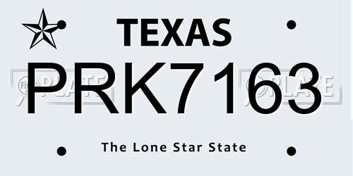 PRK7163 Texas License Plate