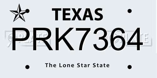PRK7364 Texas License Plate