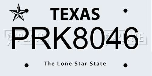 PRK8046 Texas License Plate
