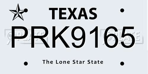 PRK9165 Texas License Plate