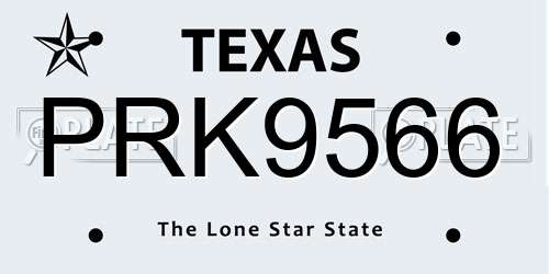 PRK9566 Texas License Plate