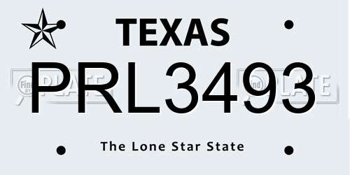 PRL3493 Texas License Plate