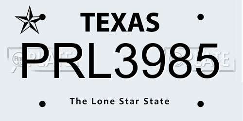 PRL3985 Texas License Plate