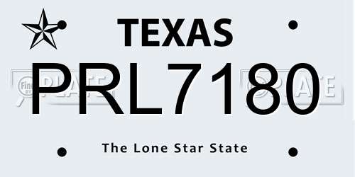 PRL7180 Texas License Plate