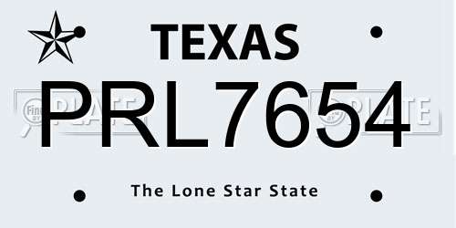 PRL7654 Texas License Plate